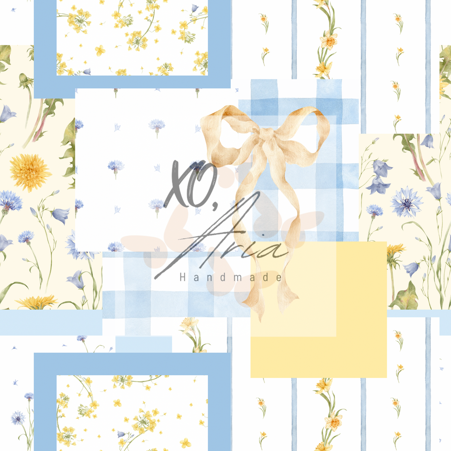 Blue and Yellow Floral Patchwork