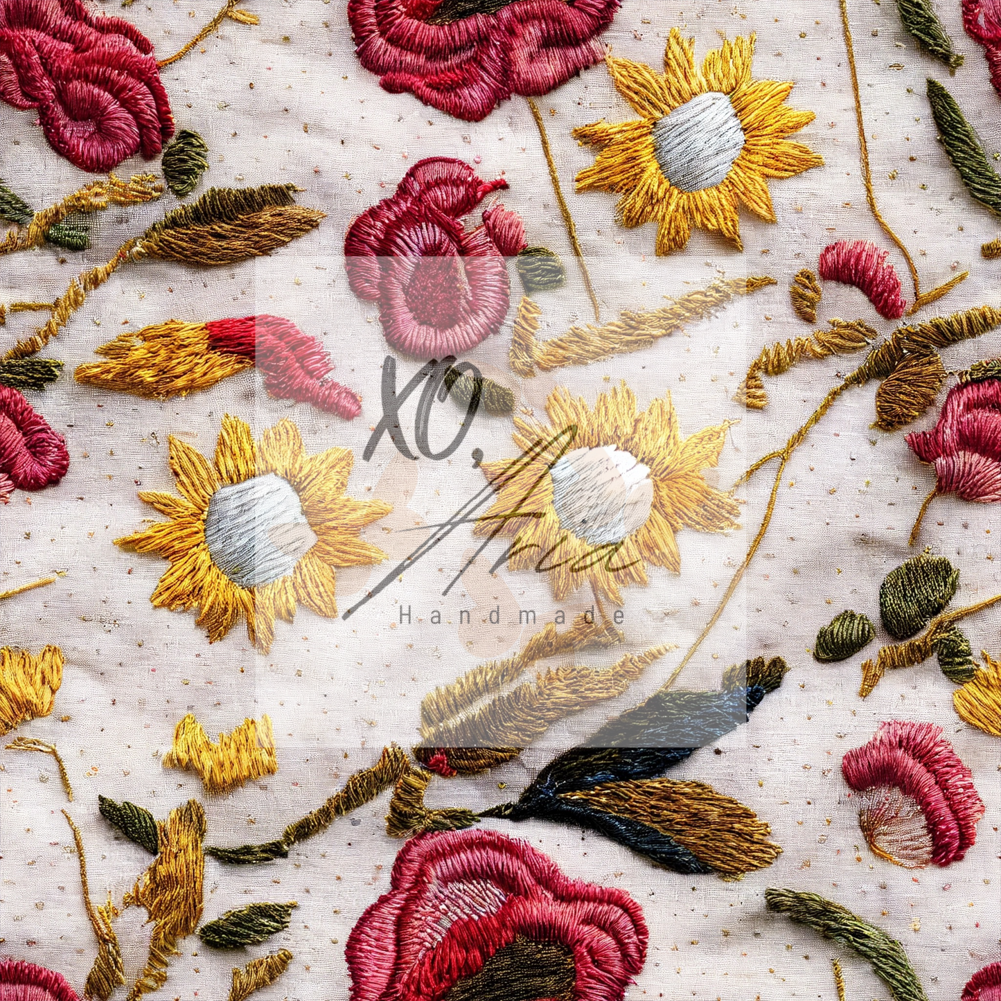 Faux Embroidered Floral Suns