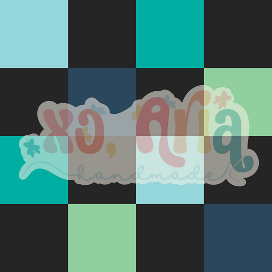 Blue Green Checkers (Dark)