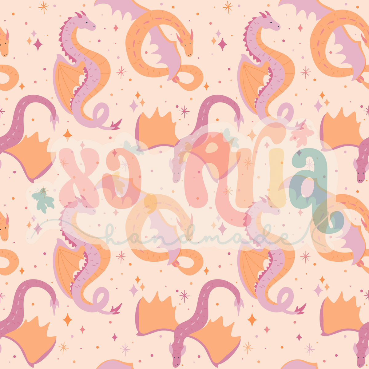 Pink Dragons (Cream)