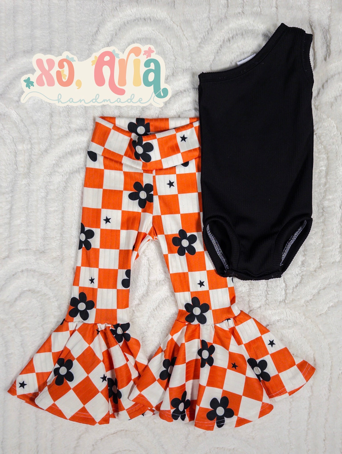 Orange & Black Floral Checkers