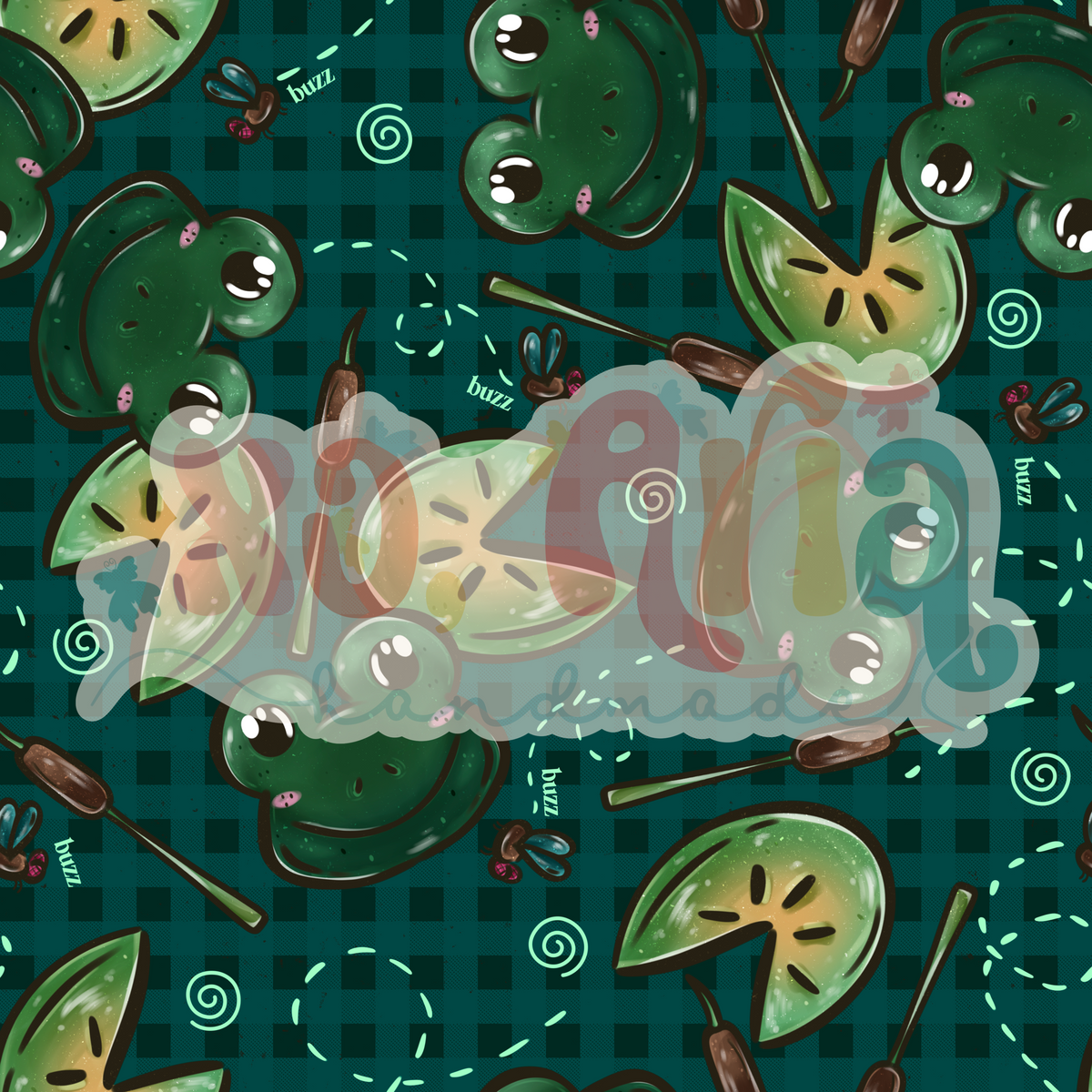 Green Gingham Frogs