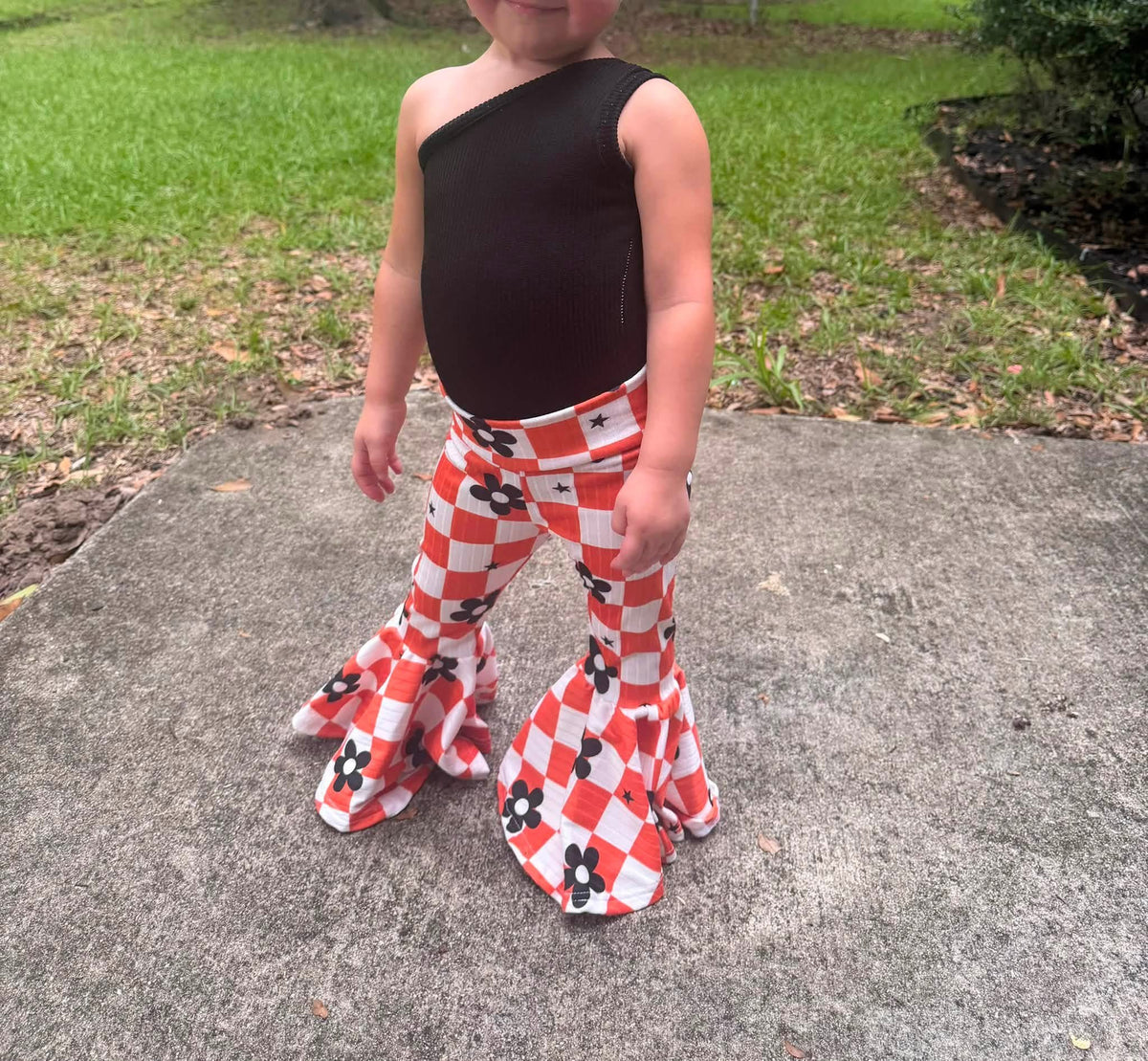 Orange & Black Floral Checkers