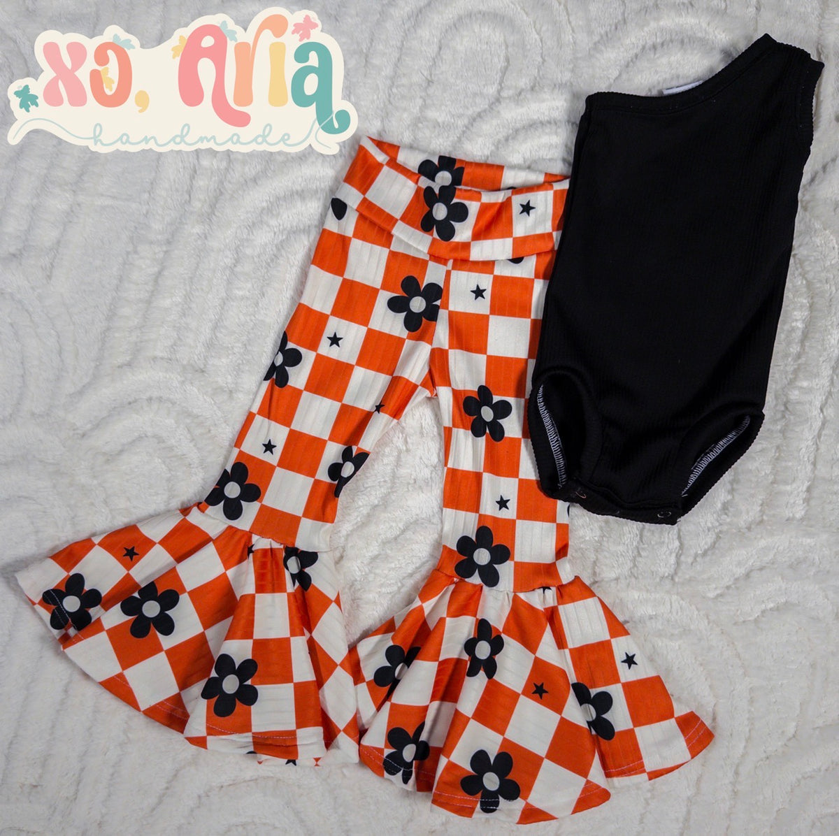 Orange & Black Floral Checkers