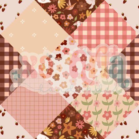 Cottage Floral Tiles Pink & Brown