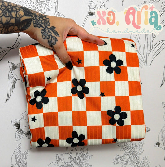 Orange & Black Floral Checkers