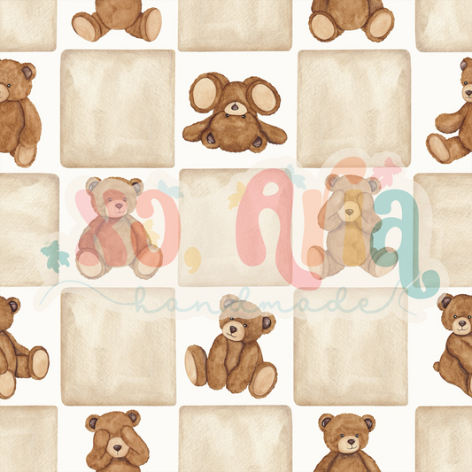 Beige Teddy Bear Checkers