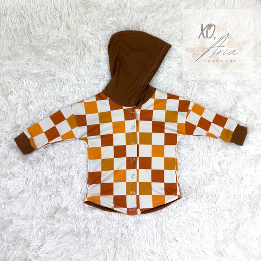 12/18m RTS - Orange Checkered Shacket