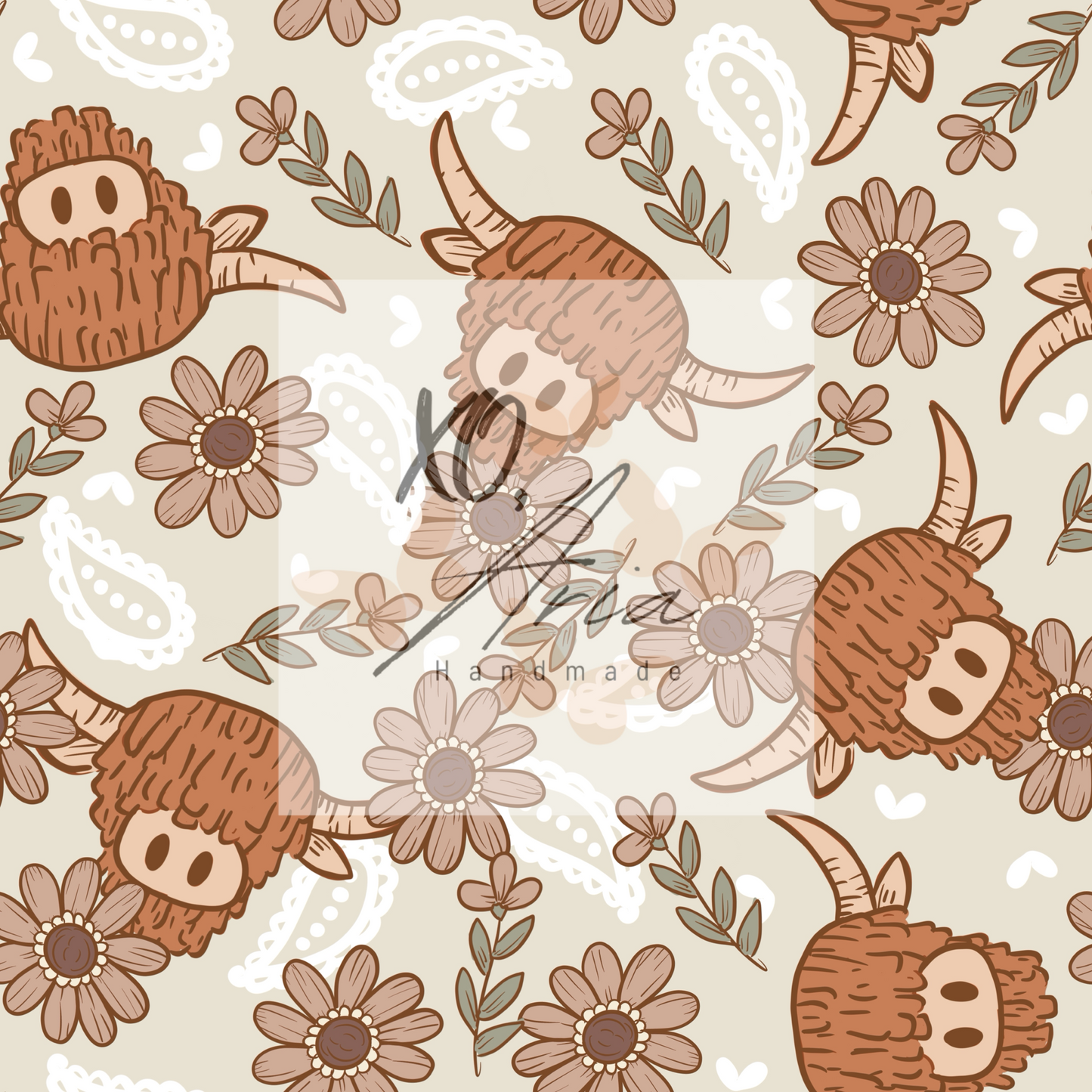 Floral Highland Cows