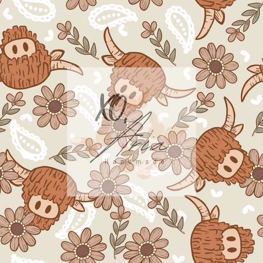 Floral Highland Cows