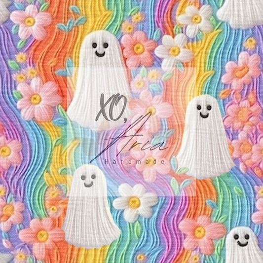 Faux Embroidered Pastel Ghosts