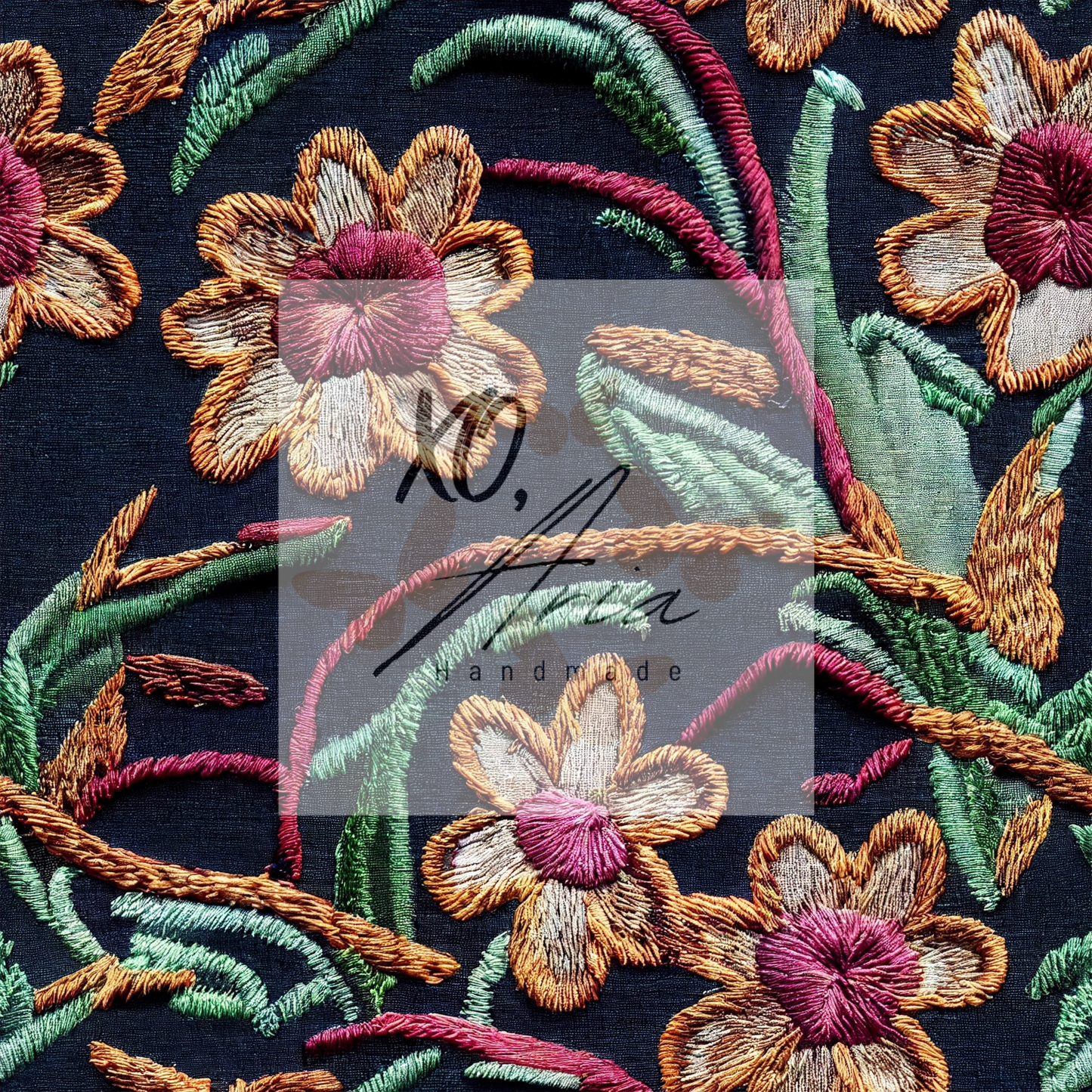 Faux Embroidered Floral