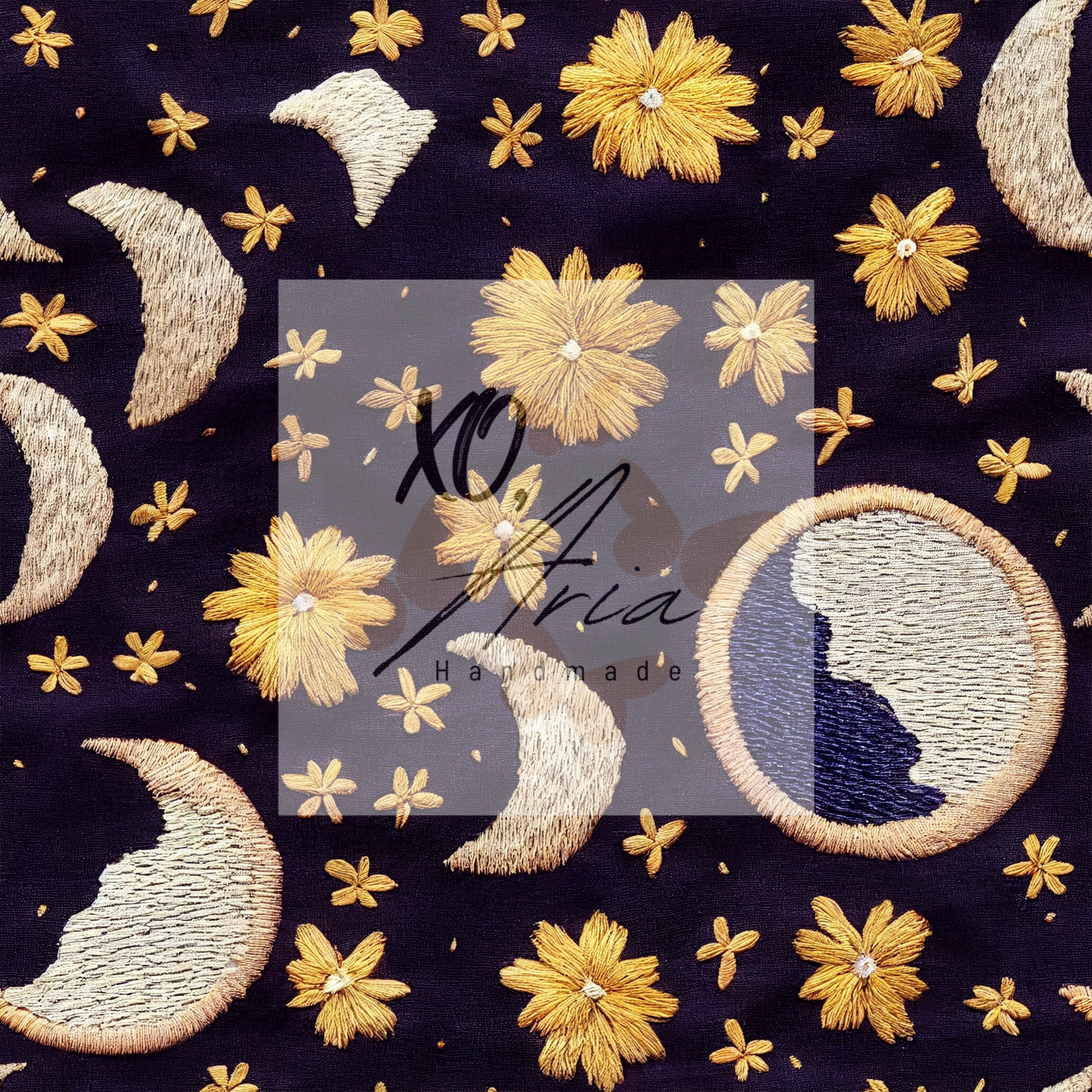 Faux Embroidered Floral Night Skies
