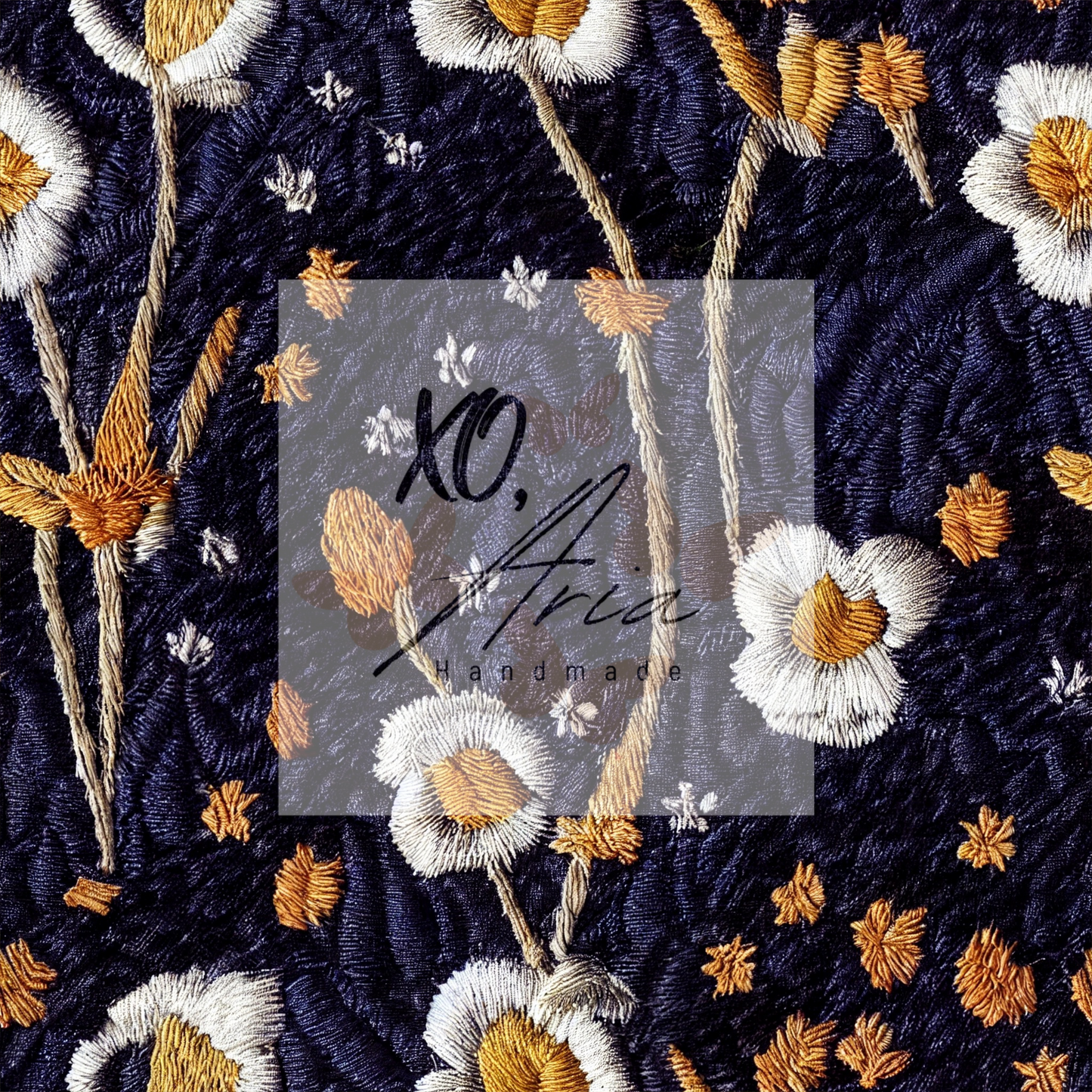 Faux Embroidered White Flowers