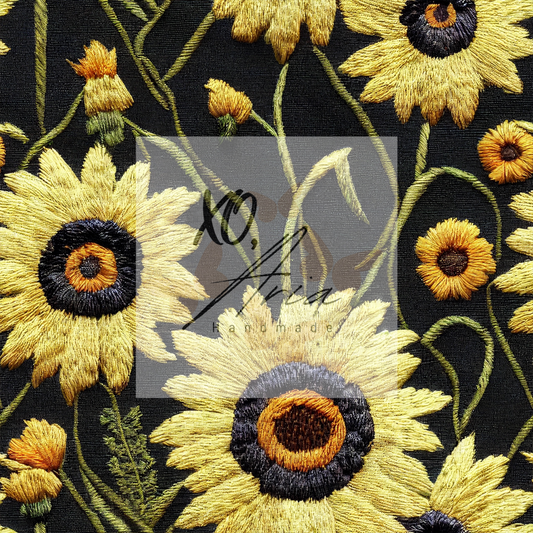 Faux Embroidered Sunflowers