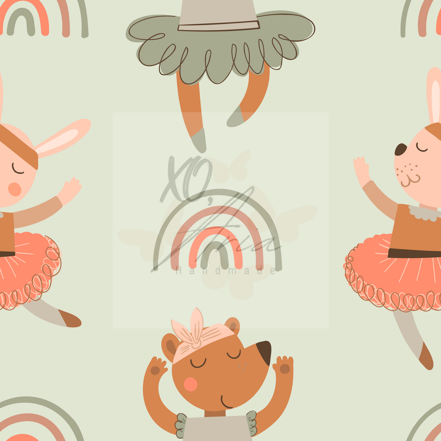 Animal Ballerinas On Green