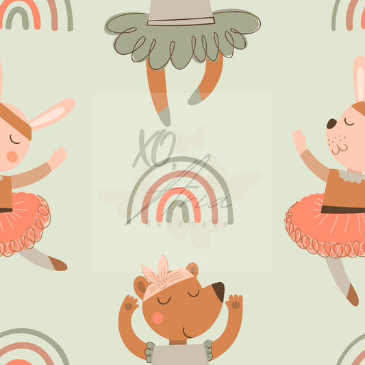 Animal Ballerinas On Green