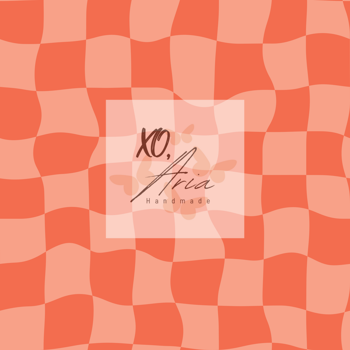 Peach Wavy Checkered