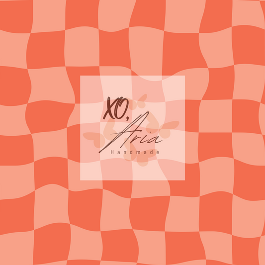 Peach Wavy Checkered