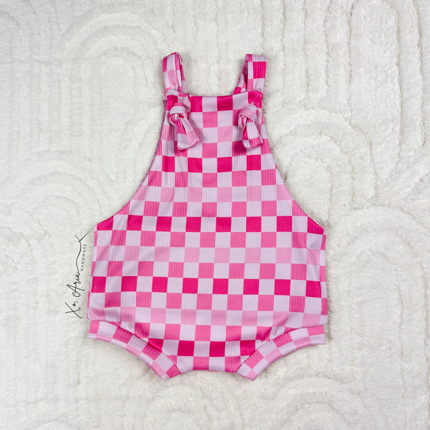 18-24m RTS - Pink Checkered Overalls