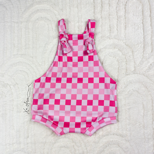 6-9m RTS - Pink Checkered Overalls