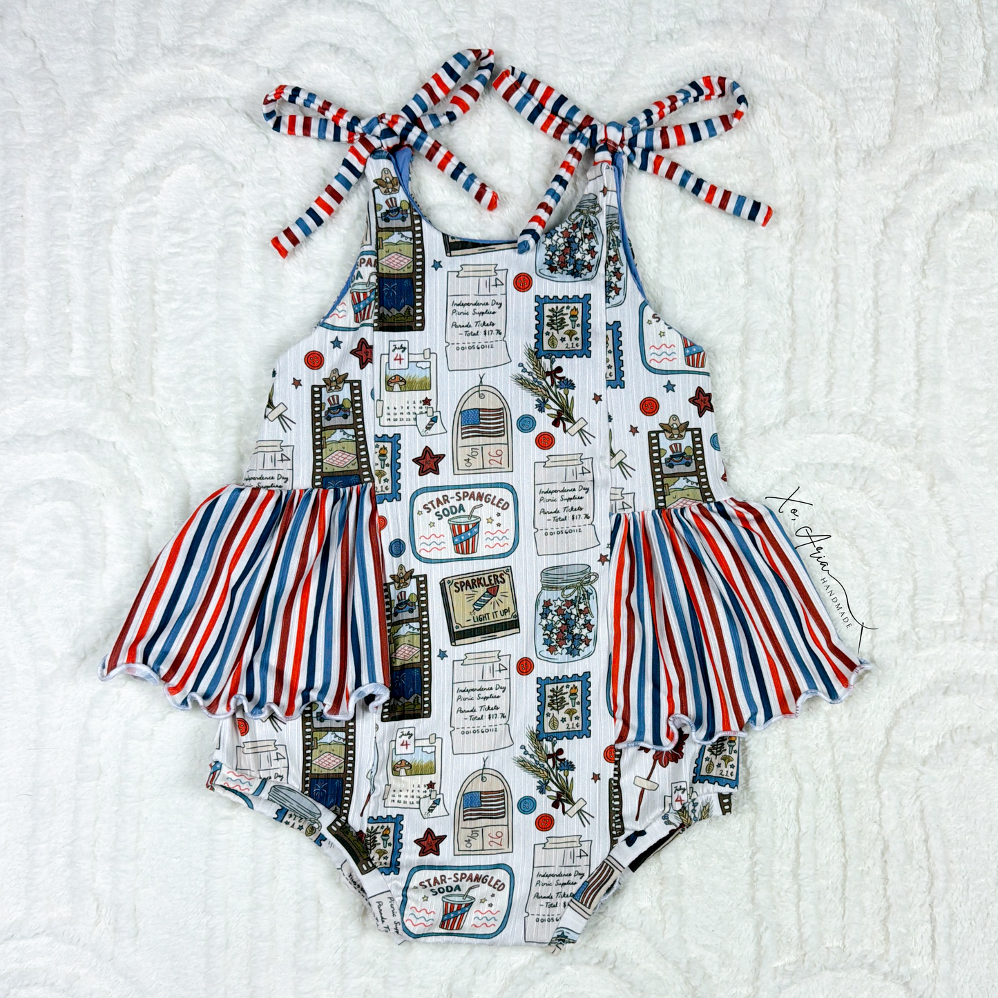 Camellia Romper - Vintage July & Stripes