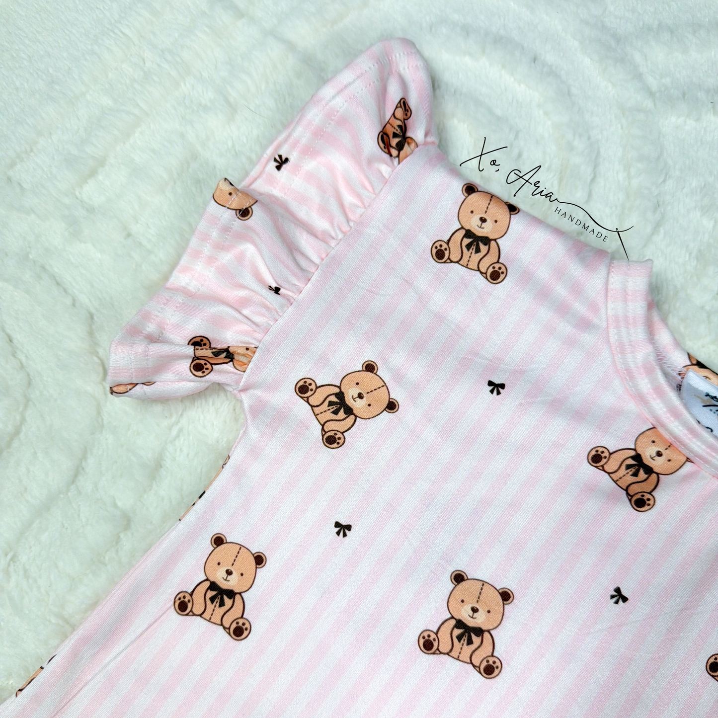 18-24m RTS - Pink Teddy Ruffle Lounge SET