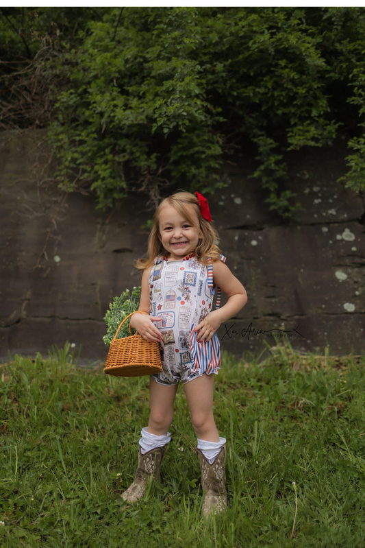 Camellia Romper - Vintage July & Stripes