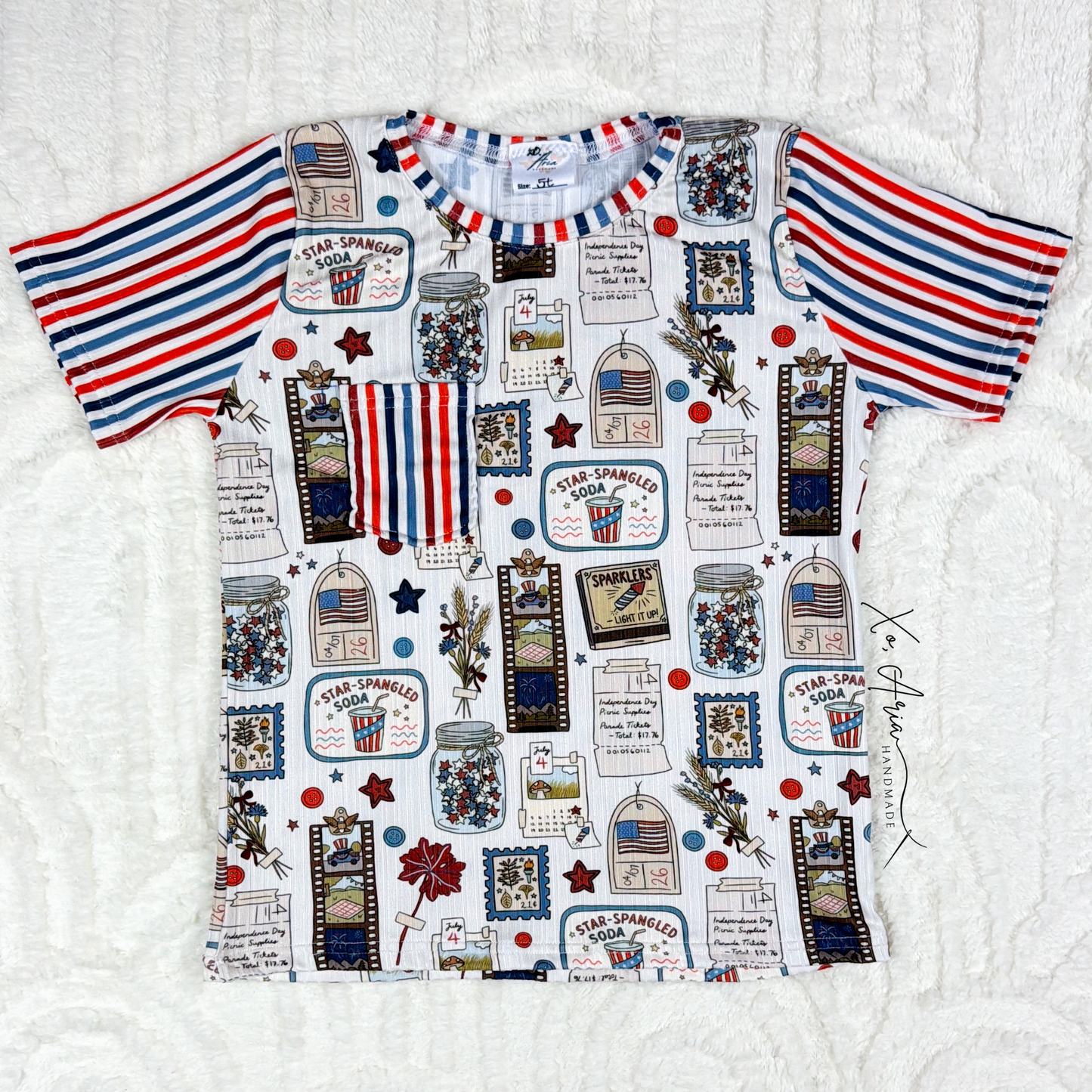Pocket Tee - Vintage July & Stripes