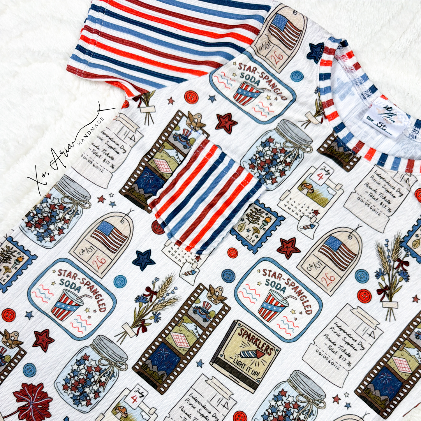 Pocket Tee - Vintage July & Stripes