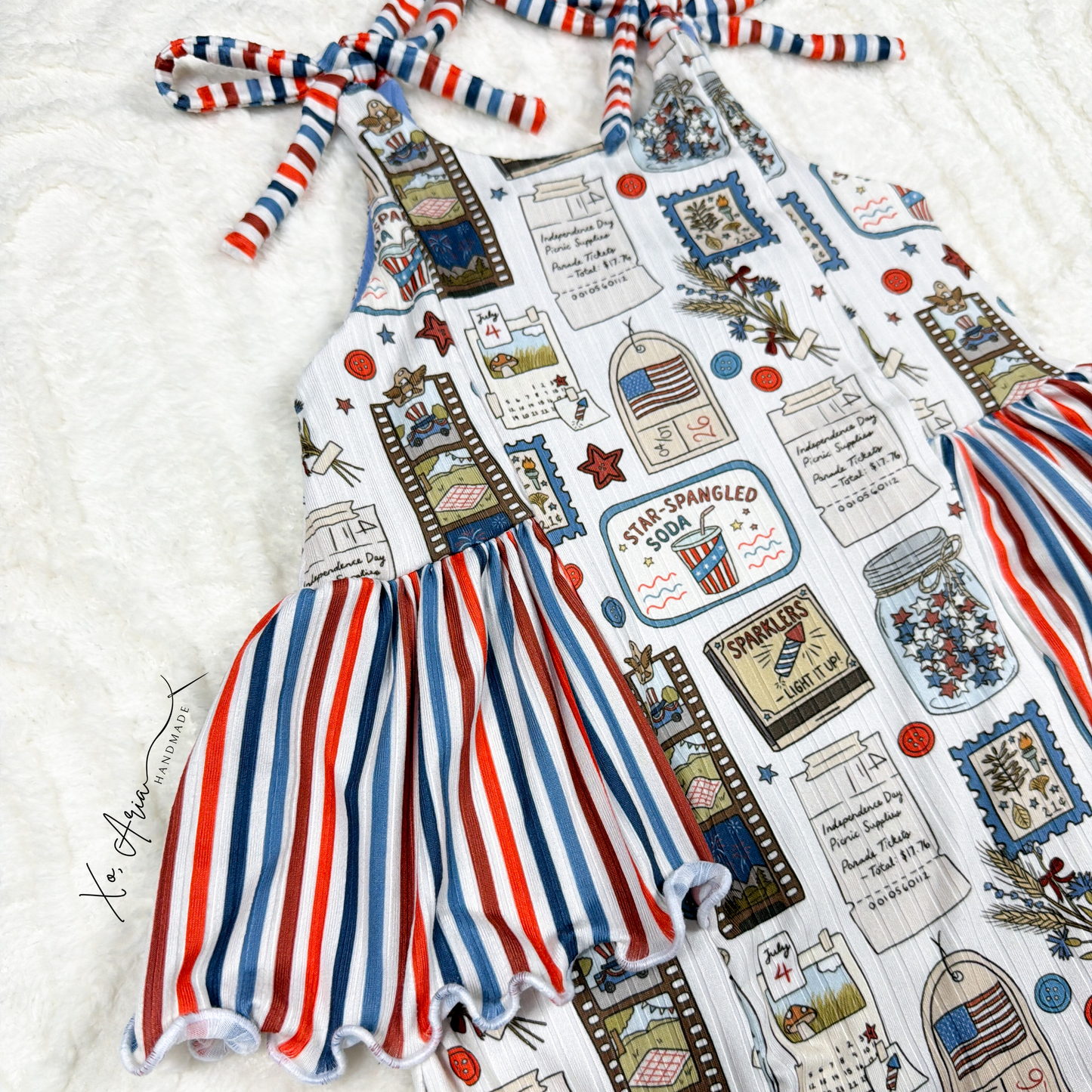 Camellia Romper - Vintage July & Stripes