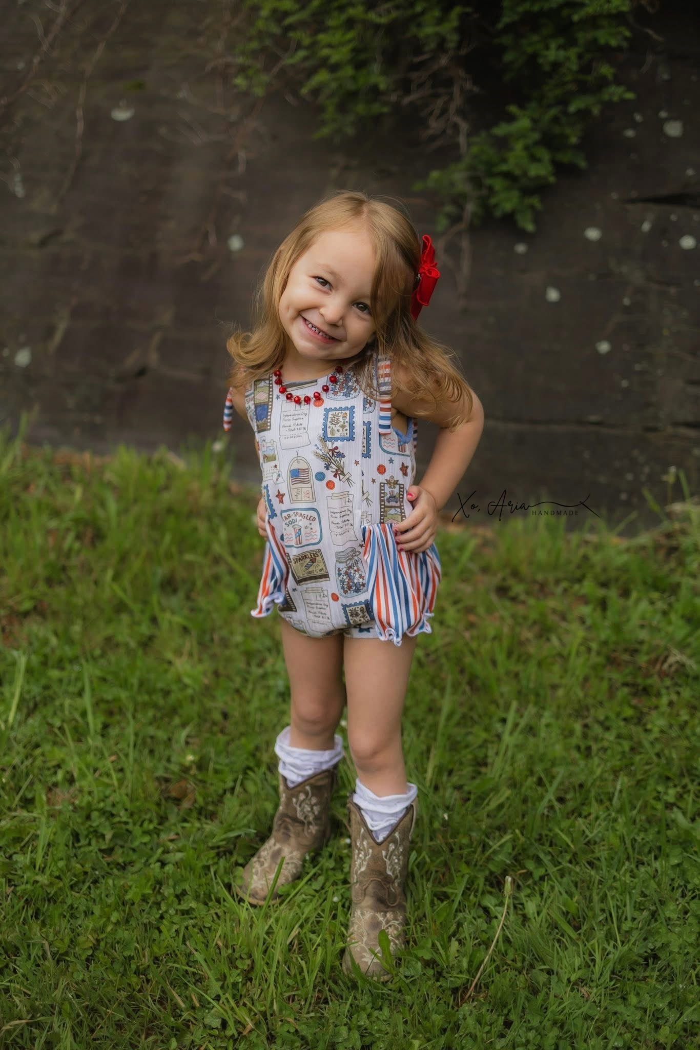 Camellia Romper - Vintage July & Stripes