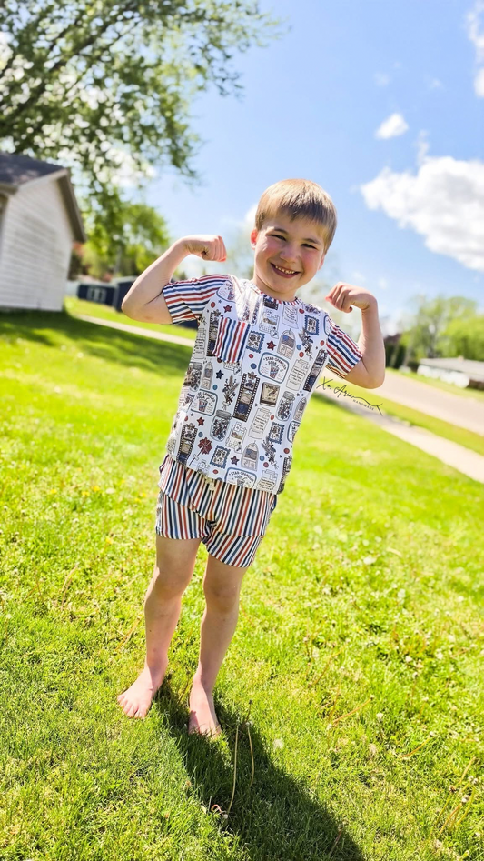 Pocket Tee - Vintage July & Stripes