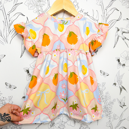 12-18m RTS - Summer Fruit Coquette Ruffle Dress