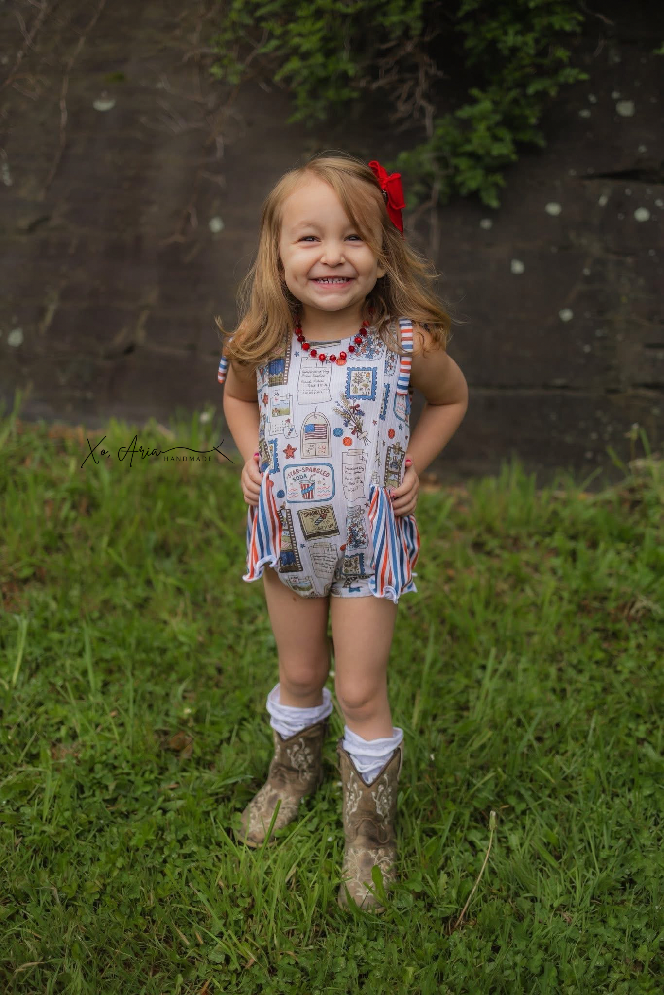 Camellia Romper - Vintage July & Stripes